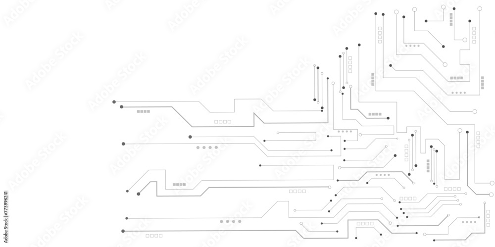Poster  Vector Technology black circuit diagram concept. Abstract technology on white background. High-tech circuit board .