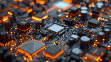 Obraz premium Automated factory for the production of electronics, microchips and circuits.