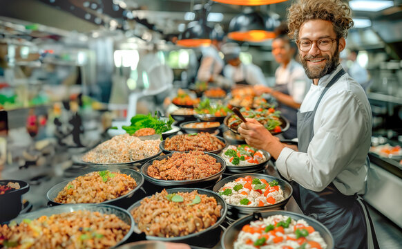Team of professionals working in restaurant