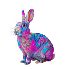 Rabbit with colorful neon fluorescent light