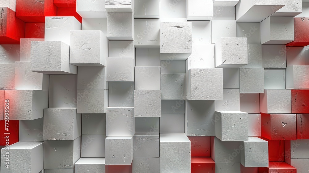 Poster random offset white square cube boxes block background
