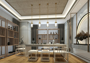 3d render of working office