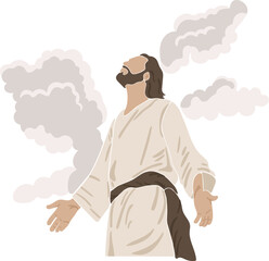 Ascension of Jesus, boho silhouette, christian vector illustration