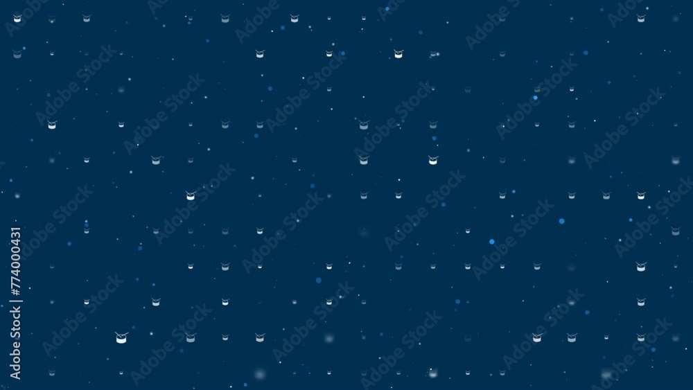 Poster template animation of evenly spaced drum symbols of different sizes and opacity. animation of transp
