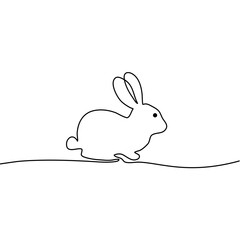 Rabbit Continuous Line Drawing Element