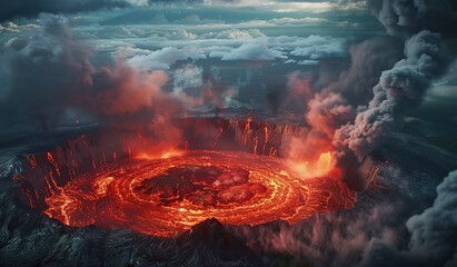 Volcanic crater. The concept of natural power.