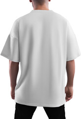 Mockup white t-shirt on a man PNG, view back