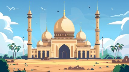 Flat background for islamic eid al-adha celebration
 - obrazy, fototapety, plakaty