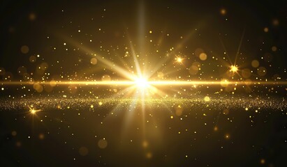 Golden light and sparkles image. The concept of light effects and flares.