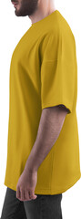 Mockup yellow t-shirt on a man PNG, side view