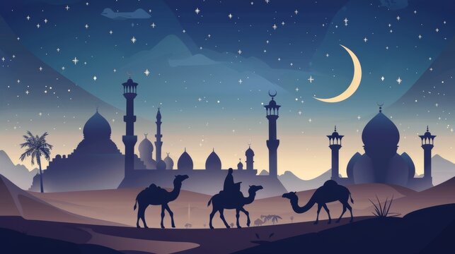 Flat background for islamic eid al-adha celebration
