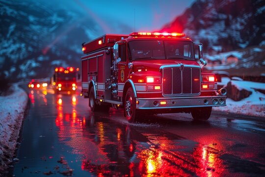 On the move: Fire truck racing to rescue call