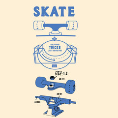 free vector skate t-shirt design.