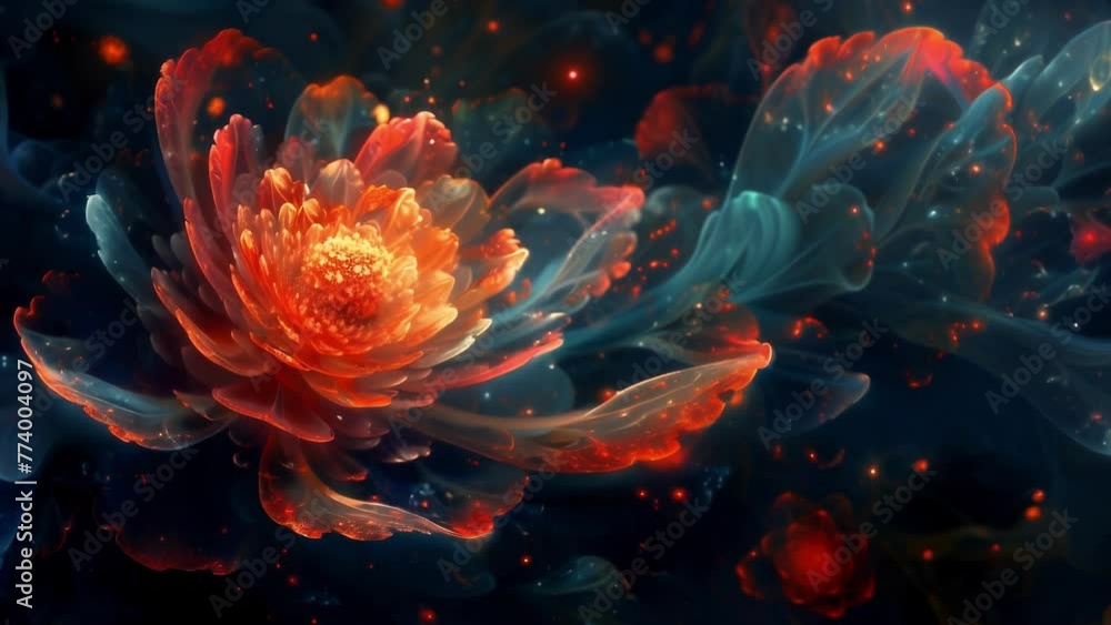 Poster a digital artwork featuring a series of fractals arranged in a flowerlike pattern reflecting the sac