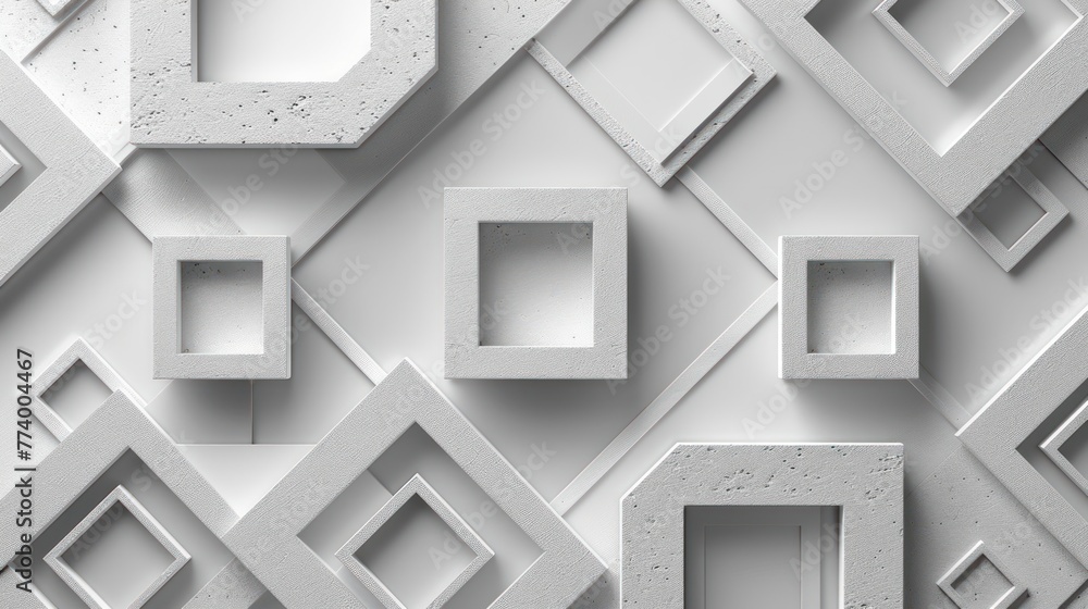Poster white background with raised squares in 3d style