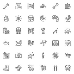 Mechanic and Repair service line icons set