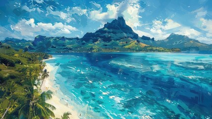 Bora Bora From Above French Polynesia, Tahiti - obrazy, fototapety, plakaty