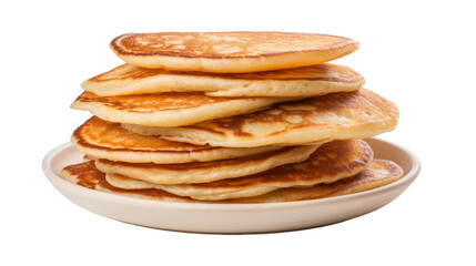 A tempting stack of pancakes on a pristine white plate