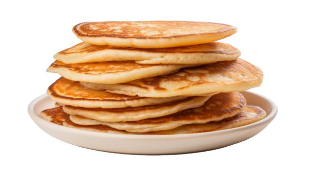 A tempting stack of pancakes on a pristine white plate