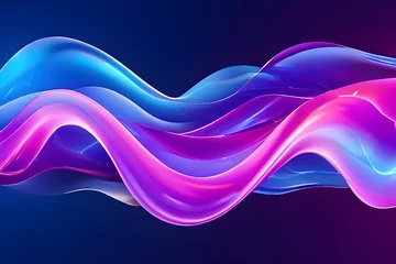 Rolgordijnen Abstract waves background, vibrant colors, flowing lines, modern design, digital art, dynamic pattern, fluid motion, contemporary backdrop.    © Raiba