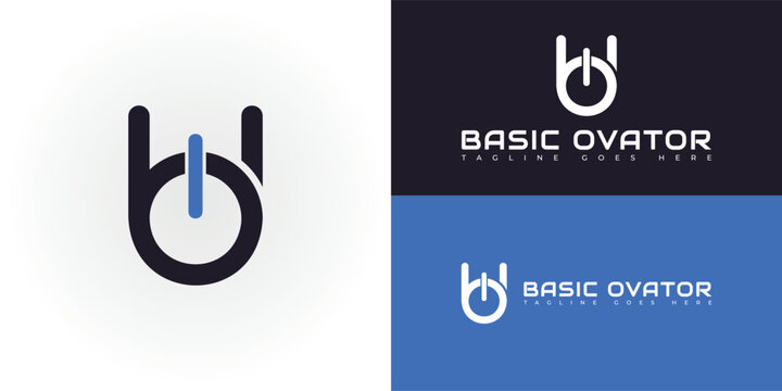 abstract initial letter BO or OB logo in deep blue color isolated on multiple background colors. The logo is suitable for computer hardware manufacturer business logo icon design inspiration template