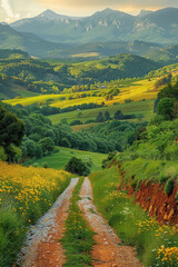 Country Lane Photography Aerial Vie, road adventure, path to discovery, holliday trip, Aerial view