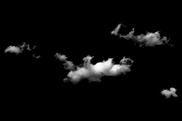 White clouds isolated on black background. - obrazy, fototapety, plakaty