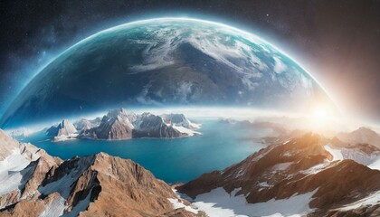 Fototapeta premium sunrise over the planet