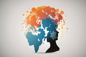 International Teacher's Day poster background concept design. Banner background of human profile silhouette, vector illustration 