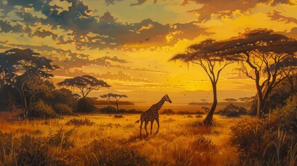 Afican savannah in evening light
