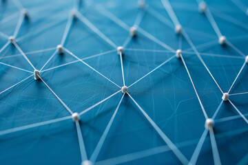 Intricate Network of Connected Nodes on a Blue Surface