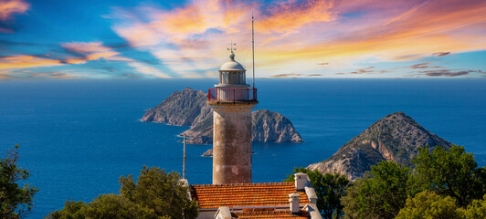 Gelidonya lighthouse Lycian Way in Antalya, Turkey. - obrazy, fototapety, plakaty