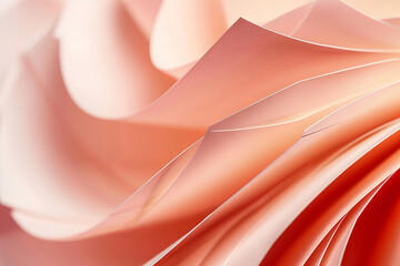 Abstract Peach-Toned Paper Waves
