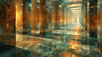 A labyrinth of mirrors where reflections guard ancient secrets - obrazy, fototapety, plakaty