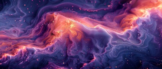 Resin art capturing the ethereal beauty of cosmic waves, with a mesmerizing mix of colors creating a sense of deep space exploration. - obrazy, fototapety, plakaty