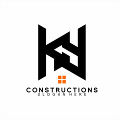 Real Estate logo design vector with letter KY concept.