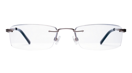 A stylish pair of glasses placed elegantly on a pristine white background