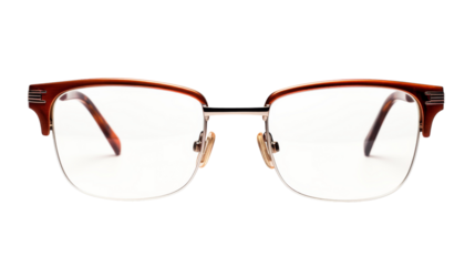 A pair of stylish glasses resting on a pristine white background