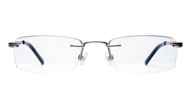 A stylish pair of glasses placed elegantly on a pristine white background