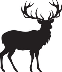 Elk Silhouette Vector Illustration White Background