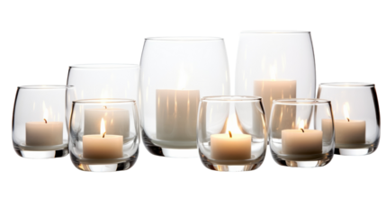 A group of glasses with flickering candles inside them arranged in a circle