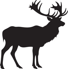 Naklejka premium Elk Silhouette Vector Illustration White Background