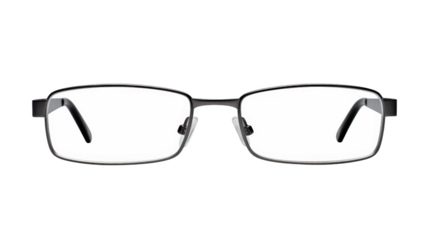 A pair of stylish glasses resting on a pristine white background