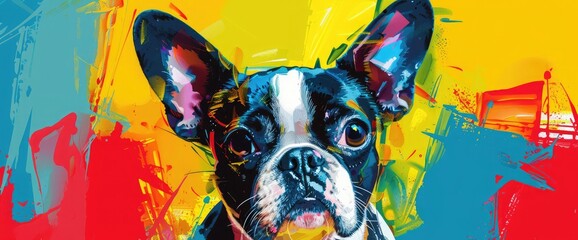 Candy Dog boston terrier color background