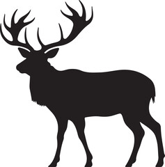 Elk Silhouette Vector Illustration White Background