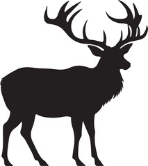 Elk Silhouette Vector Illustration White Background