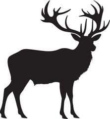 Elk Silhouette Vector Illustration White Background