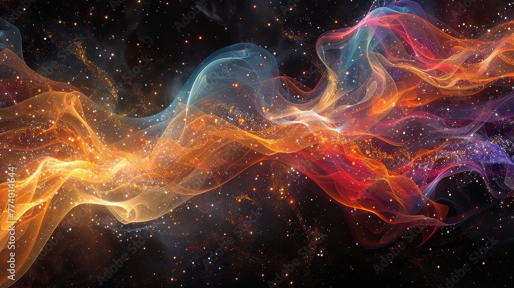 Aufkleber an abstract, psychedelic graph that visualizes the complexity of interconnected systems