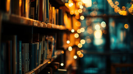 Amidst the soft glow, where books find their home, a tranquil bookstore awaits