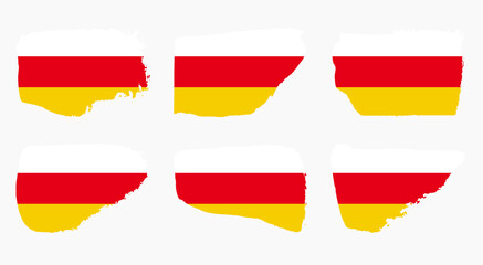 South Ossetia flag collection with palette knife paint brush strokes grunge texture design. Grunge brush stroke effect set